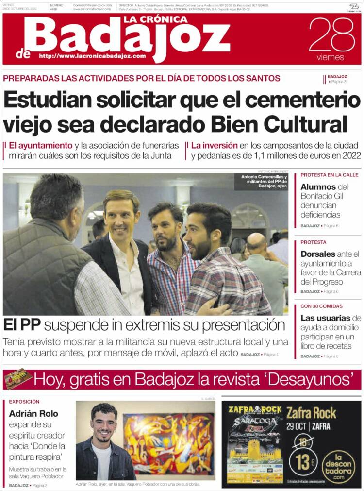 Portada de La Crónica de Badajoz (Espagne)