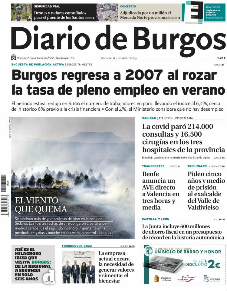 Portada de Diario de Burgos (Espagne)