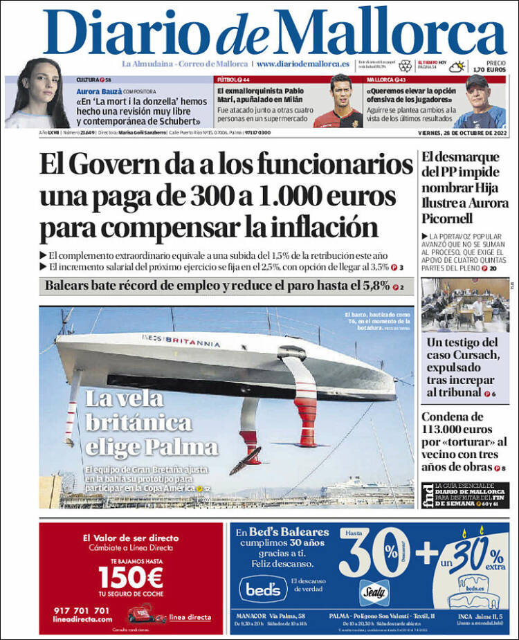 Portada de Diario de Mallorca (Espagne)