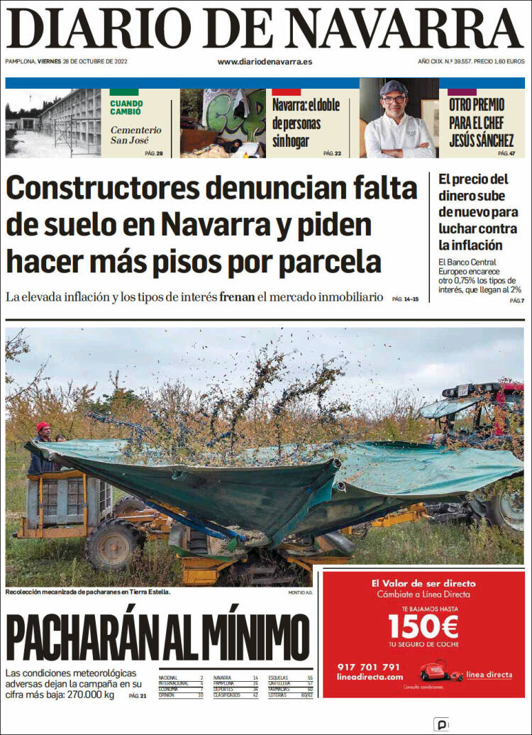 Portada de Diario de Navarra (Espagne)