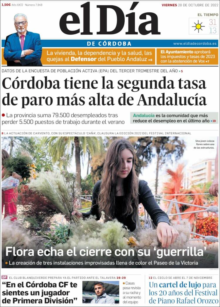 Portada de El Día de Córdoba (Espagne)