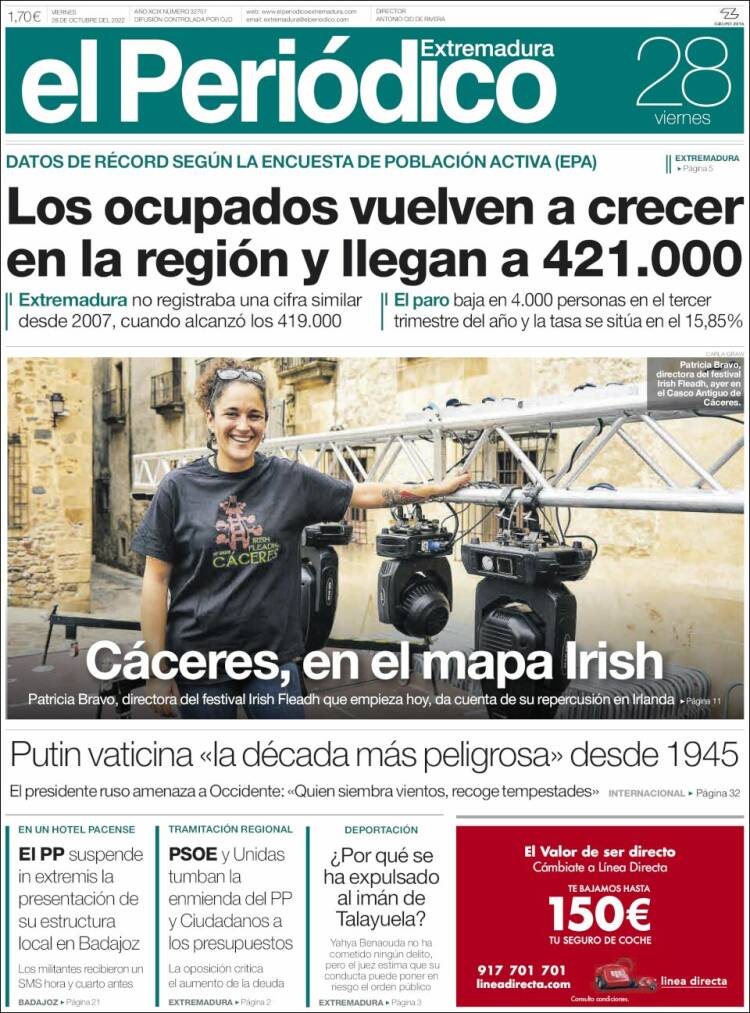 Portada de El Periódico de Extremadura (Espagne)