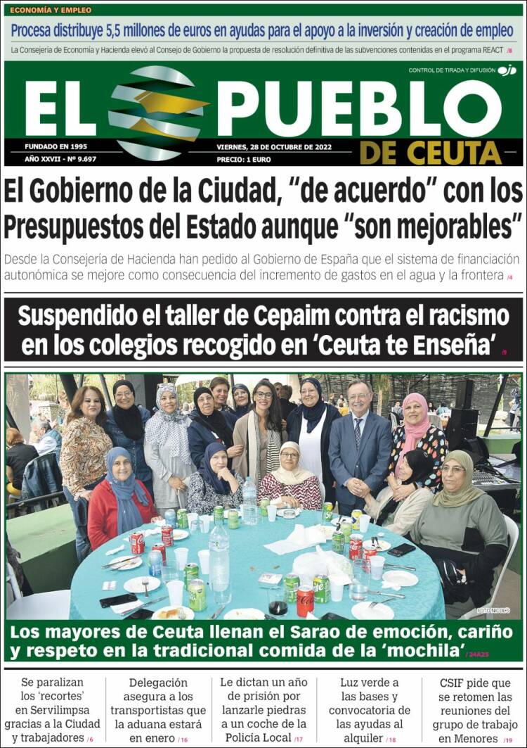 Portada de El Pueblo de Ceuta (Espagne)