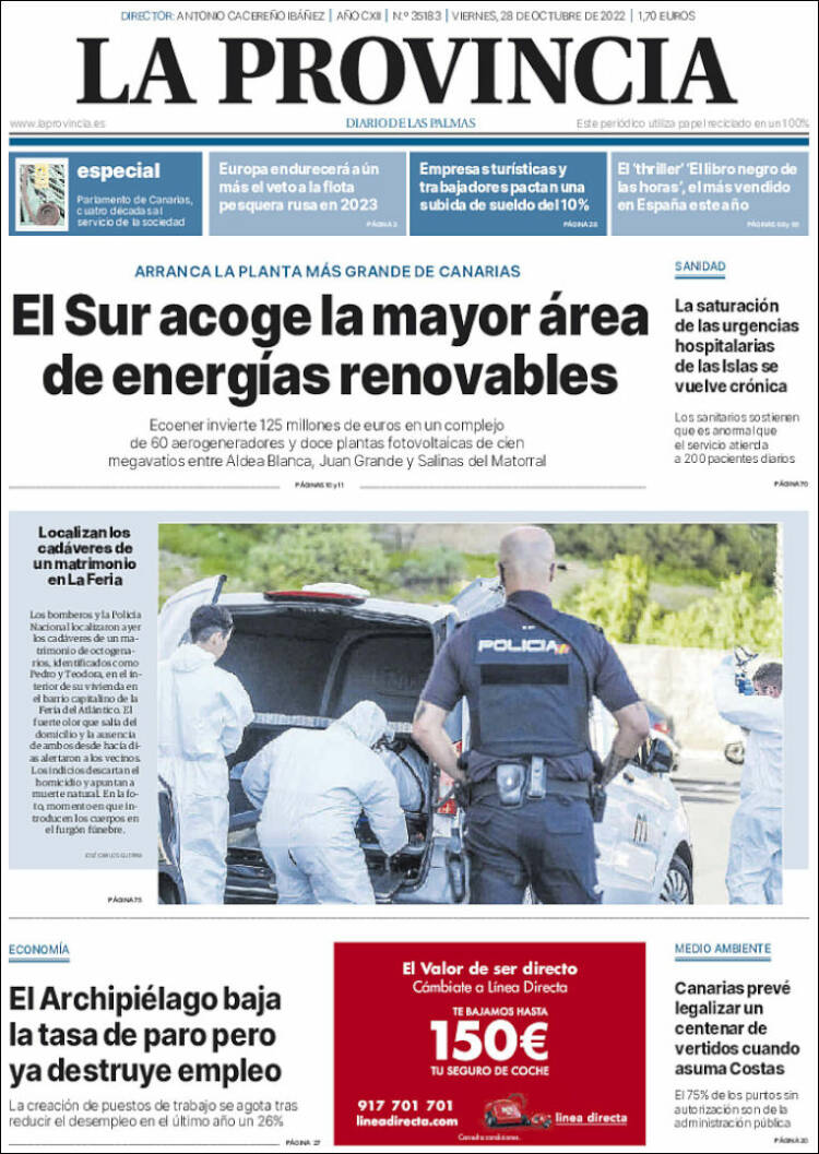 Portada de La Provincia (Espagne)