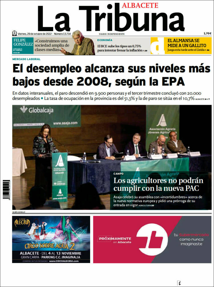 Portada de La Tribuna de Albacete (Espagne)