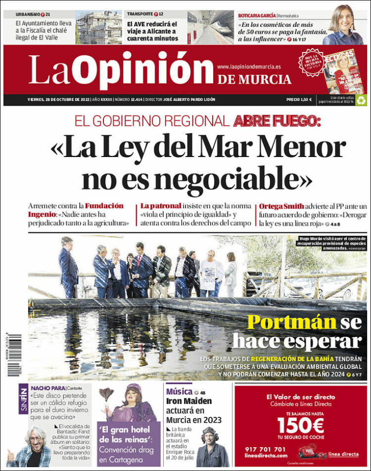 Portada de La Opinión de Murcia (Espagne)