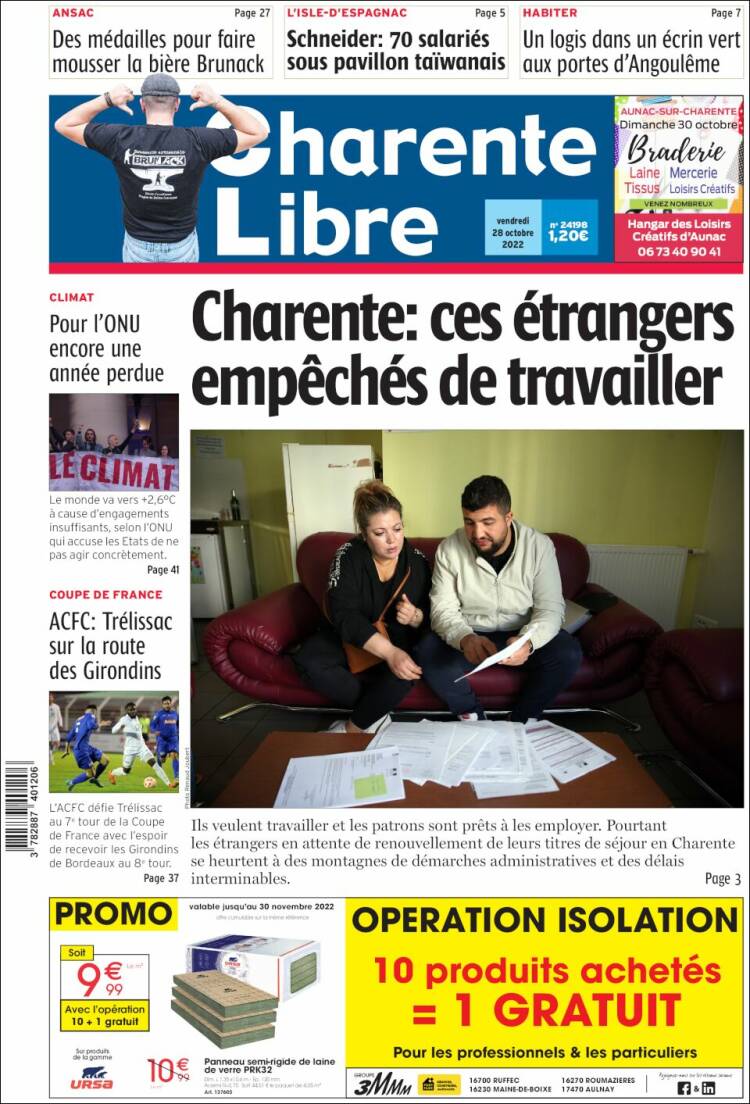 Portada de Charente Libre (France)