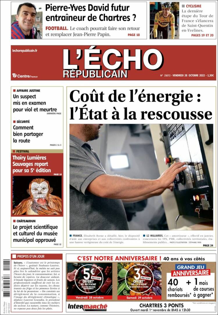 Portada de L'Echo Républicain (France)