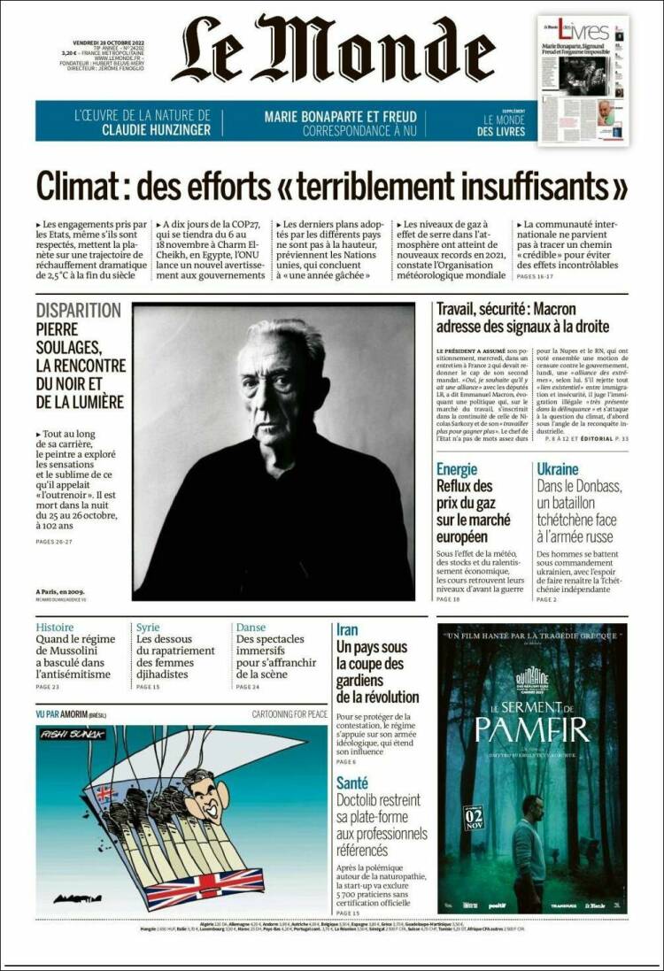 Portada de Le Monde (France)