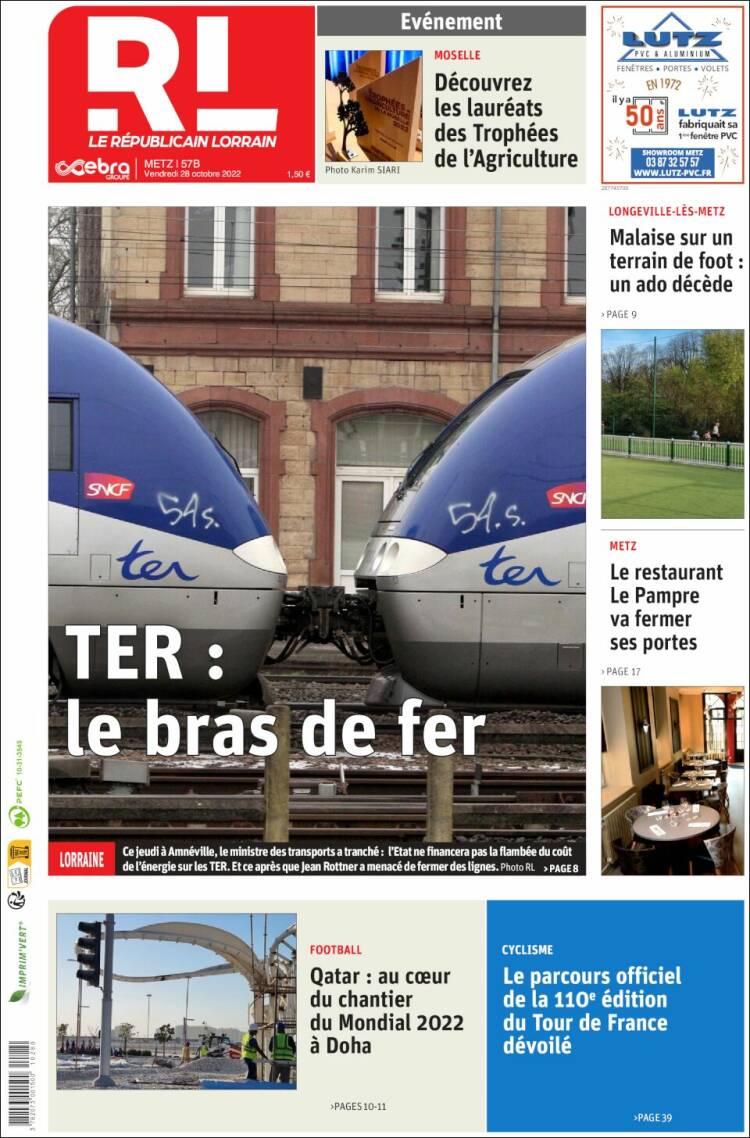 Portada de Le Republicain Lorrain (France)