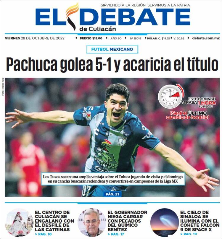 Portada de El Debate de Culiacán (Mexique)