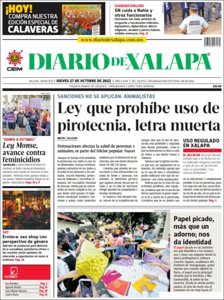 Portada de Diario de Xalapa (Mexique)