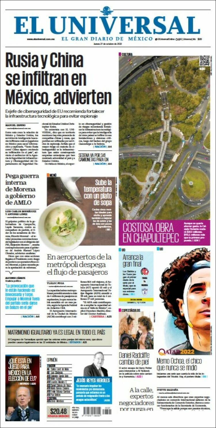 Portada de El Universal (México)