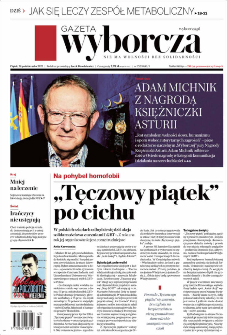 Portada de Gazeta Wyborcza (Polonia)