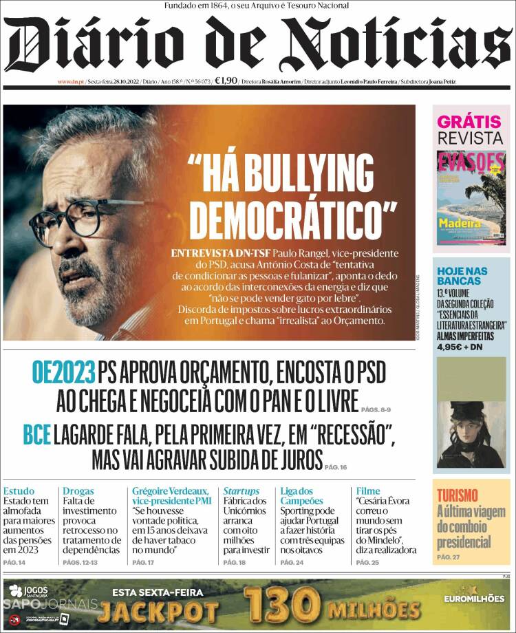 Portada de Diário de Noticias (Portugal)