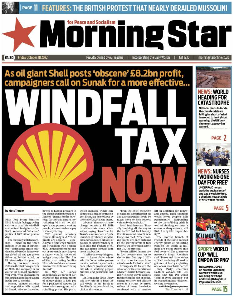 Portada de Morning Star (United Kingdom)