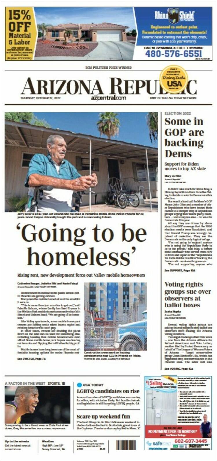 Portada de Arizona Republic News (USA)