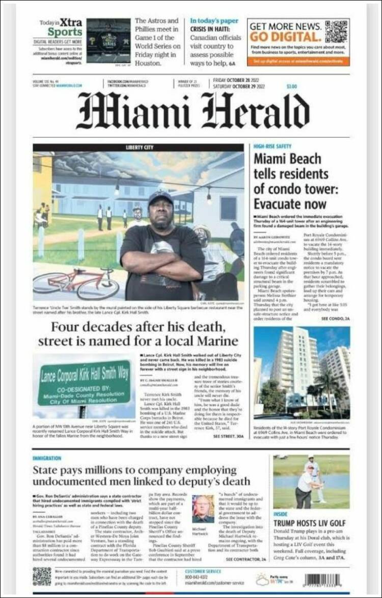 Portada de Miami Herald (USA)