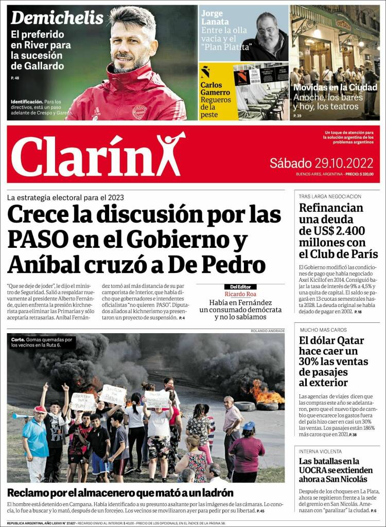 Portada de Clarín (Argentina)