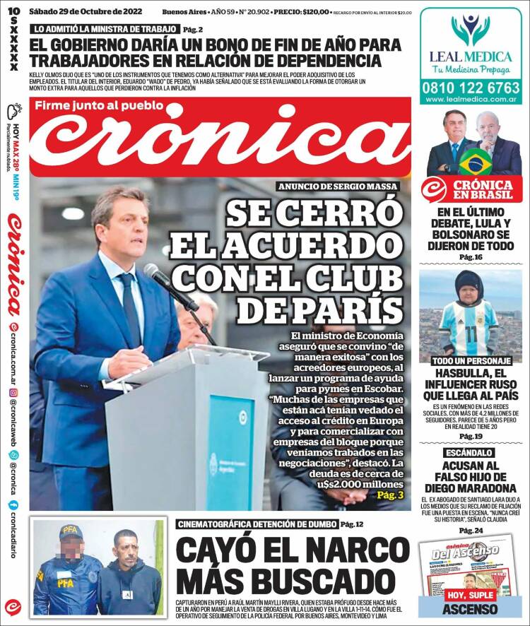 Portada de Crónica (Argentina)