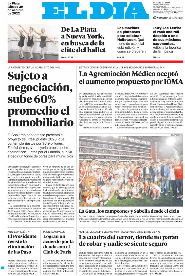 Portada de El Día de la Plata (Argentina)