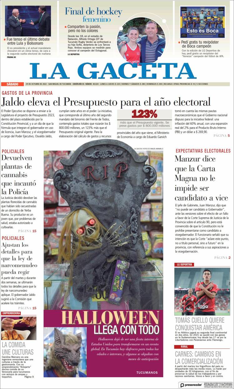 Portada de La Gaceta (Argentina)