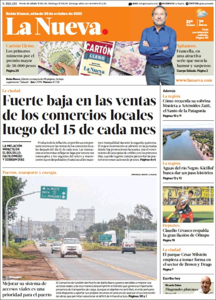 Portada de La Nueva Provincia (Argentina)