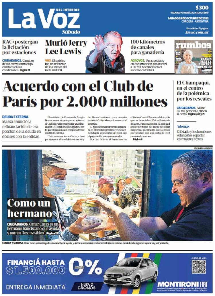 Portada de La Voz del Interior (Argentina)