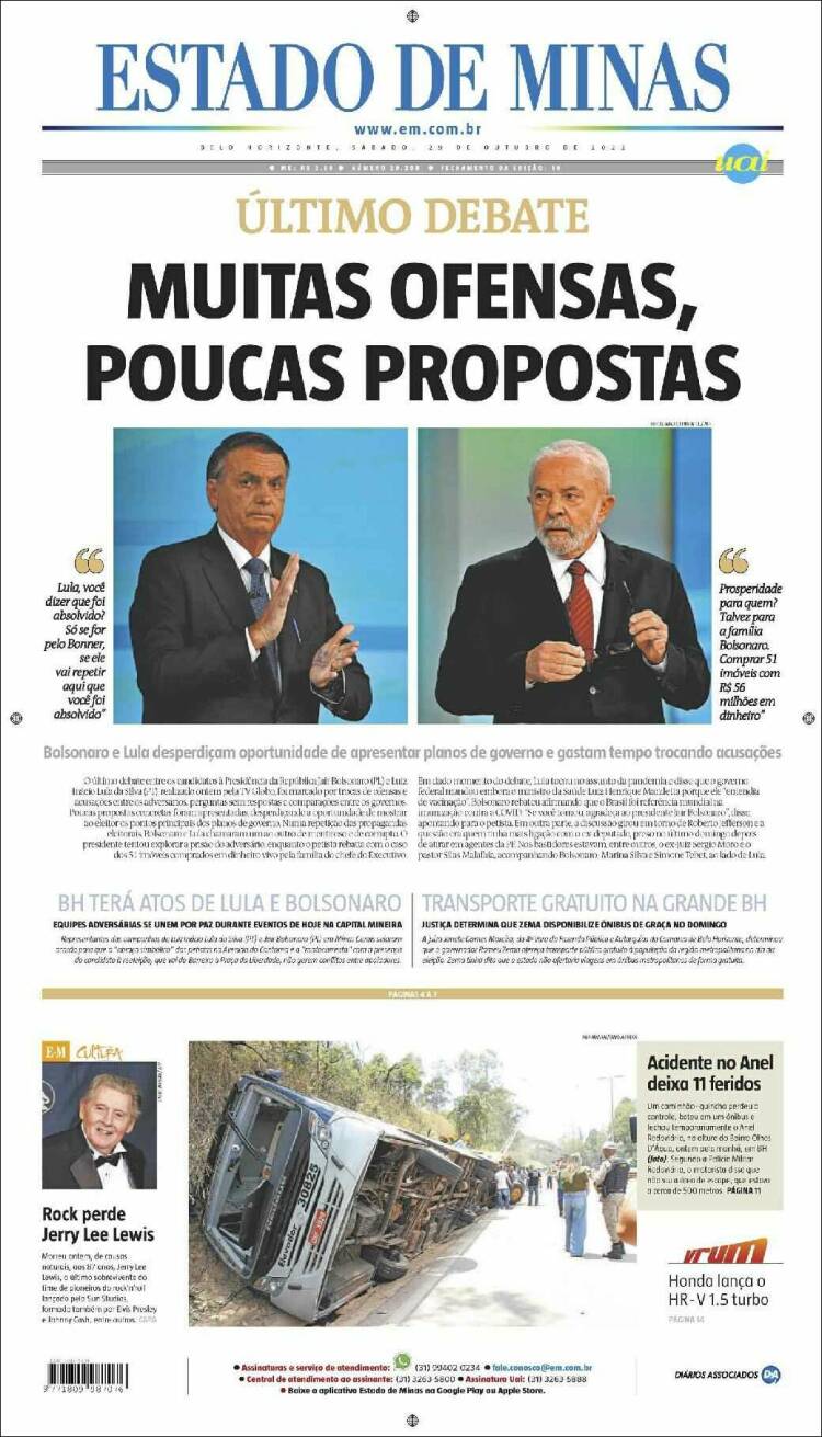 Portada de Jornal Estado de Minas (Brasil)