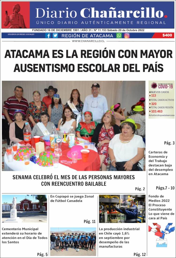 Portada de Diario Chañarcillo (Chile)