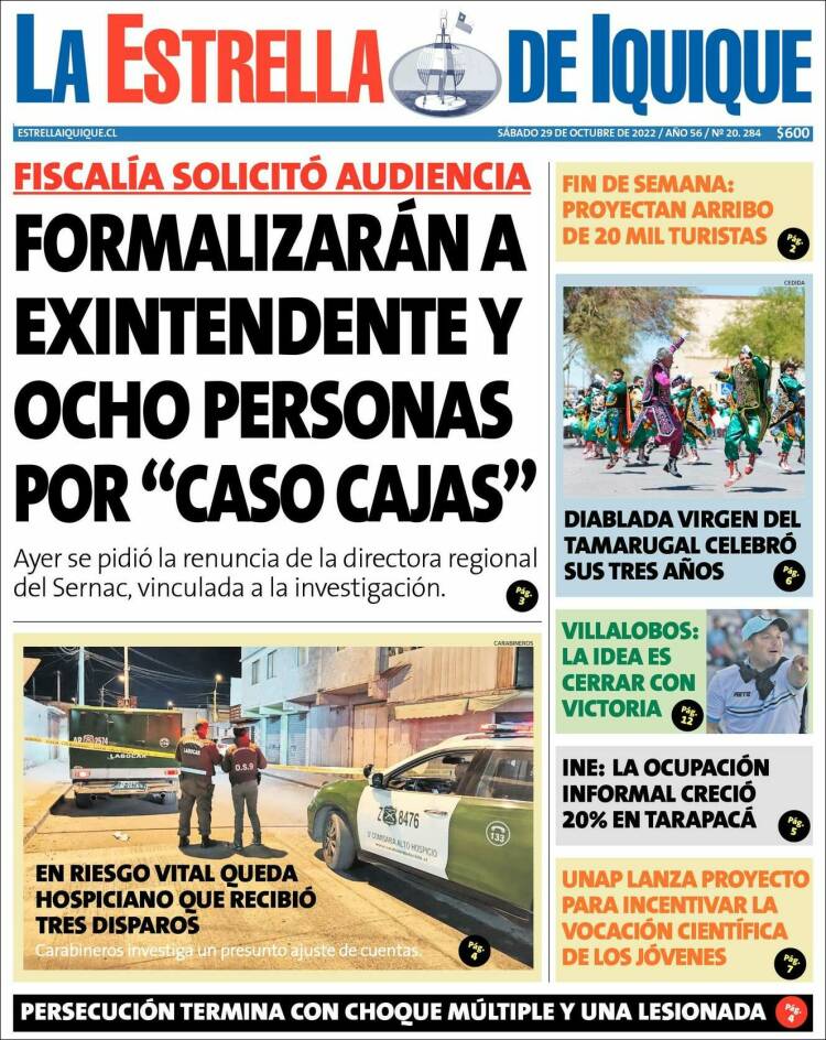 Portada de La Estrella de Iquique (Chili)