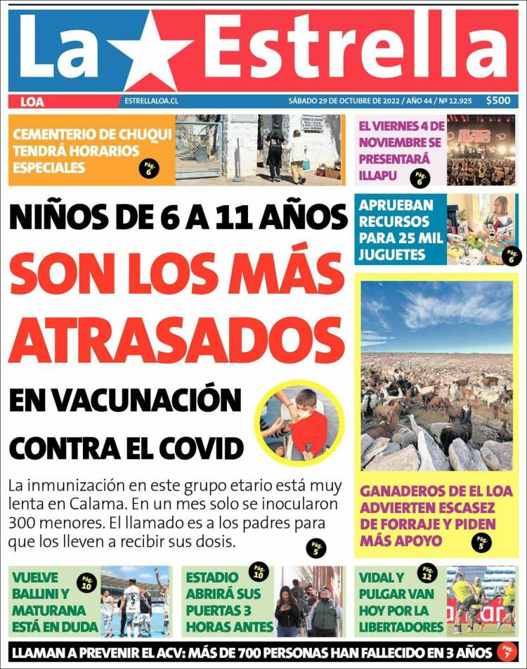 Portada de La Estrella de Loa (Chile)
