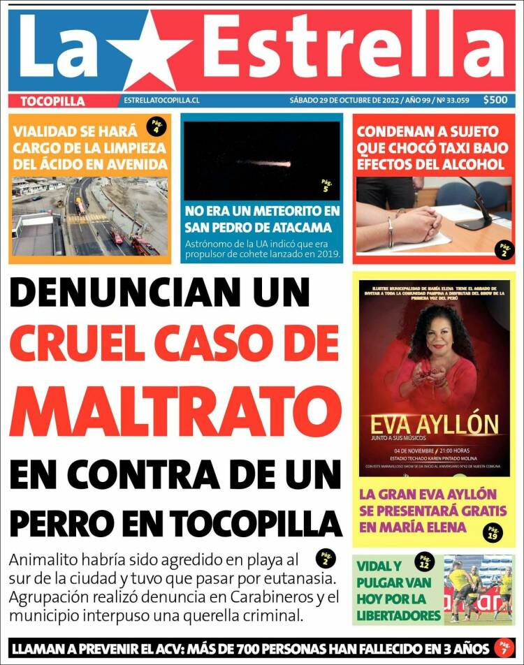Portada de La Estrella de Tocopilla (Chile)
