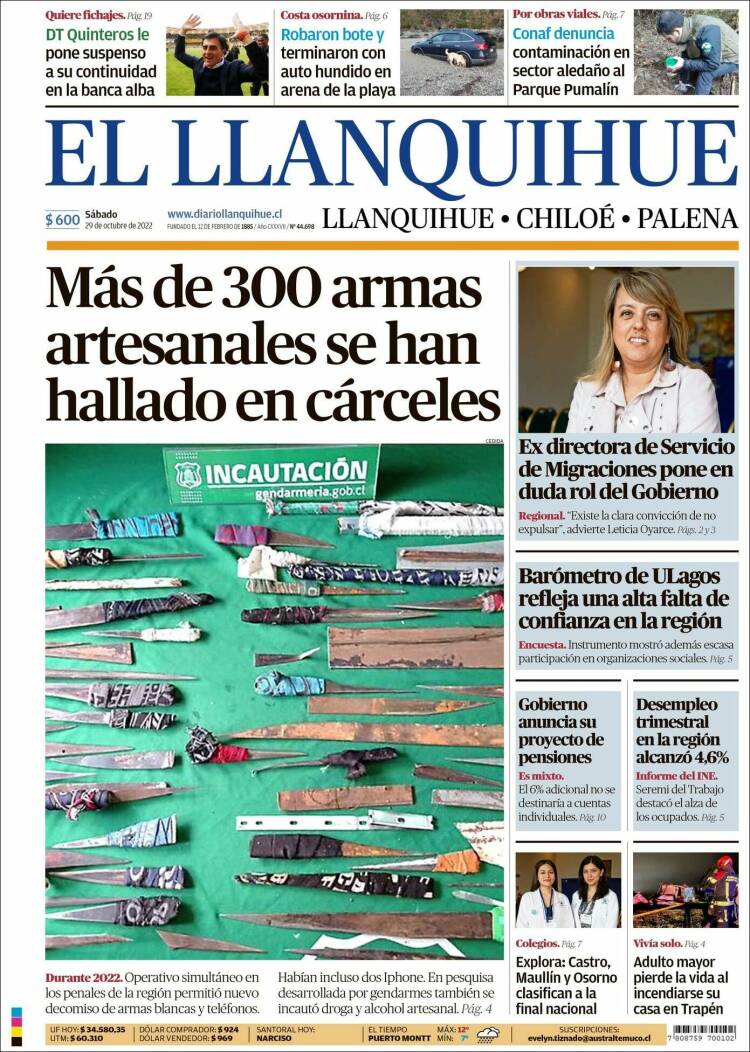 Portada de El Llanquihue (Chili)