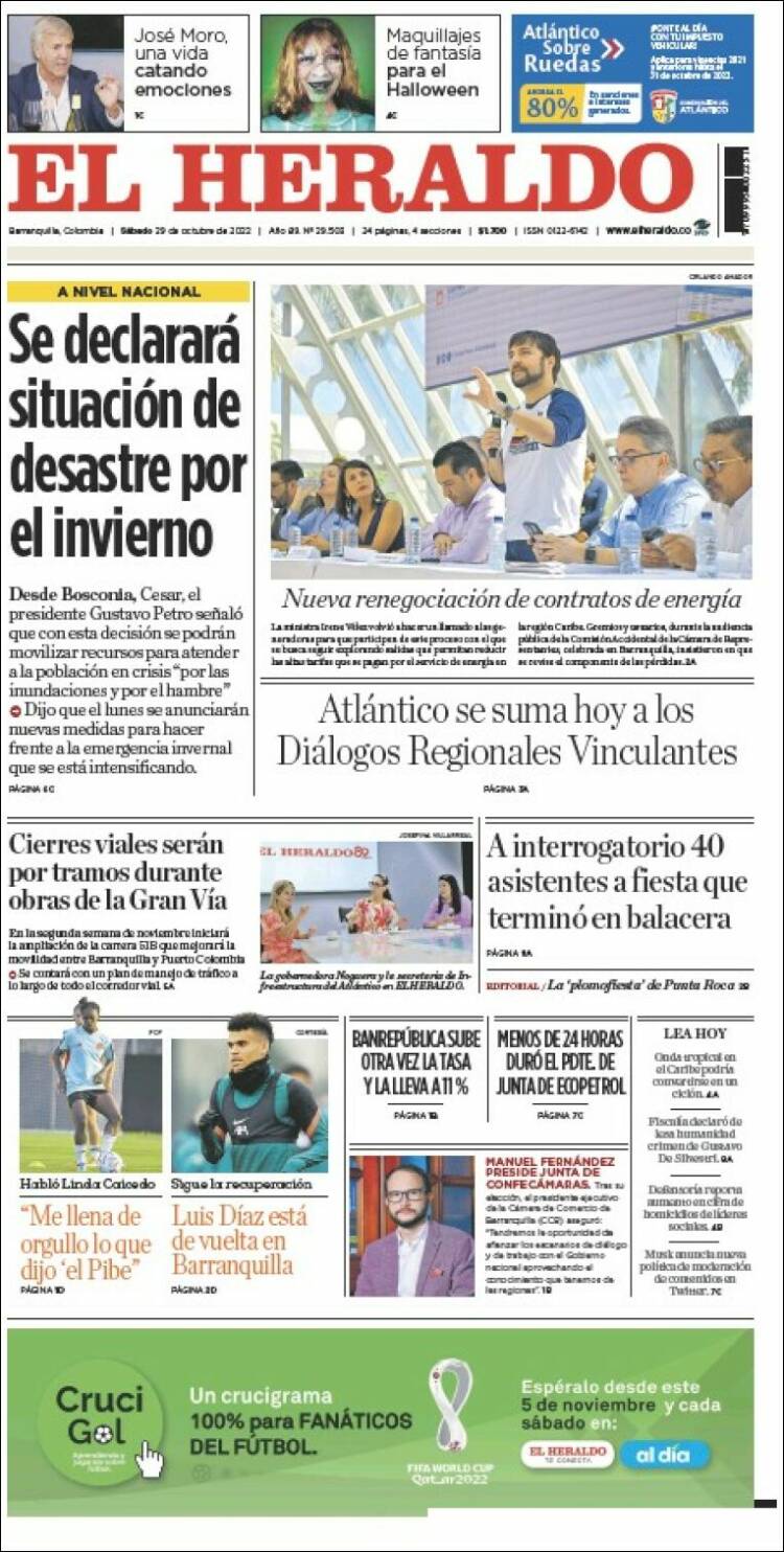 Portada de El Heraldo (Colombia)