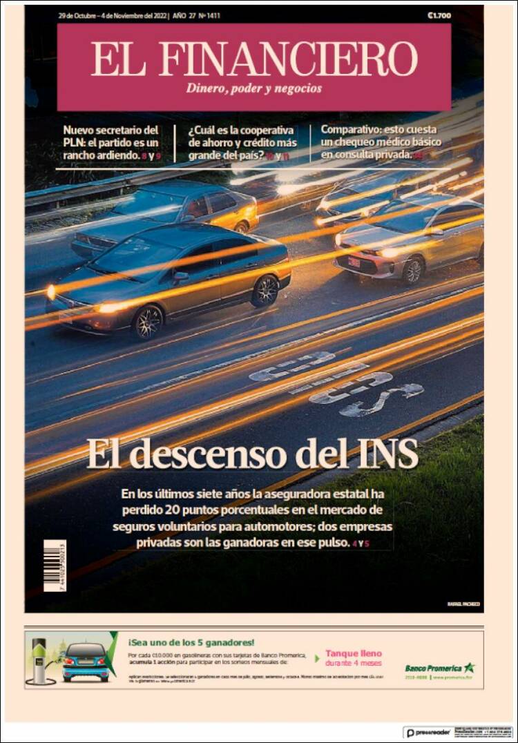 Portada de El Financiero (Costa Rica)