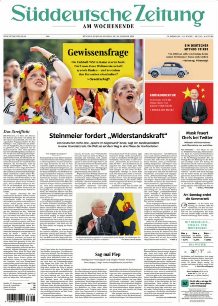 Portada de Sueddeutsche (Alemania)