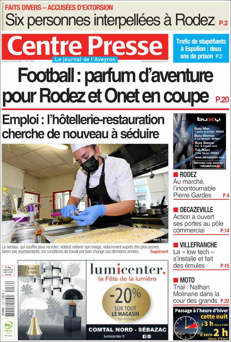 Portada de Centre Presse (Francia)