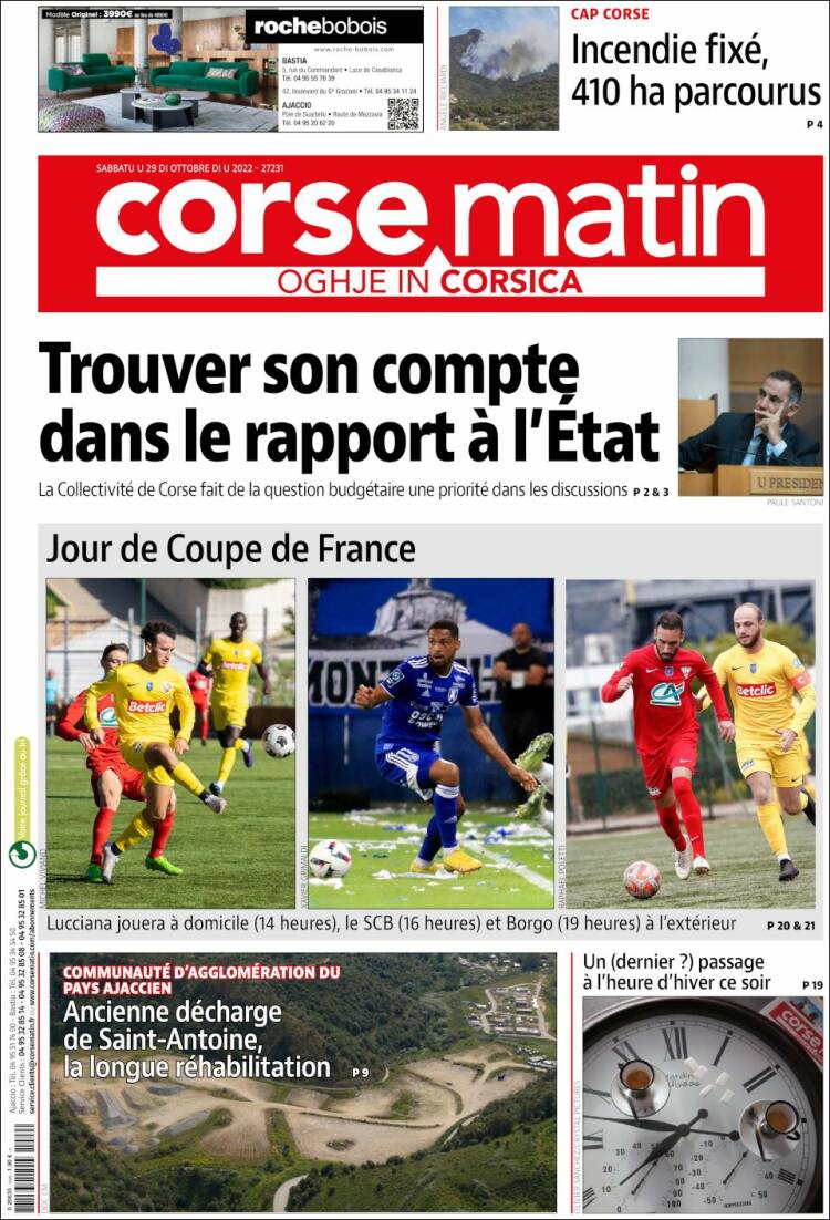 Portada de Corse-Matin (Francia)