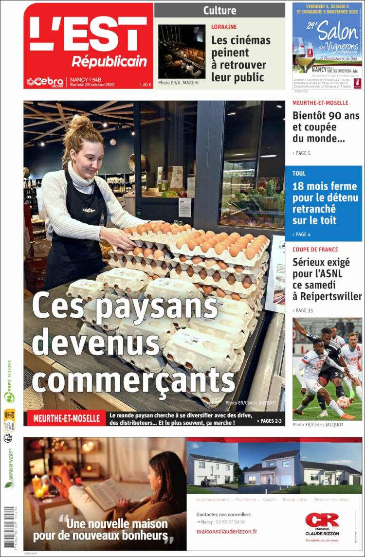 Portada de L'Est Republicain (Francia)