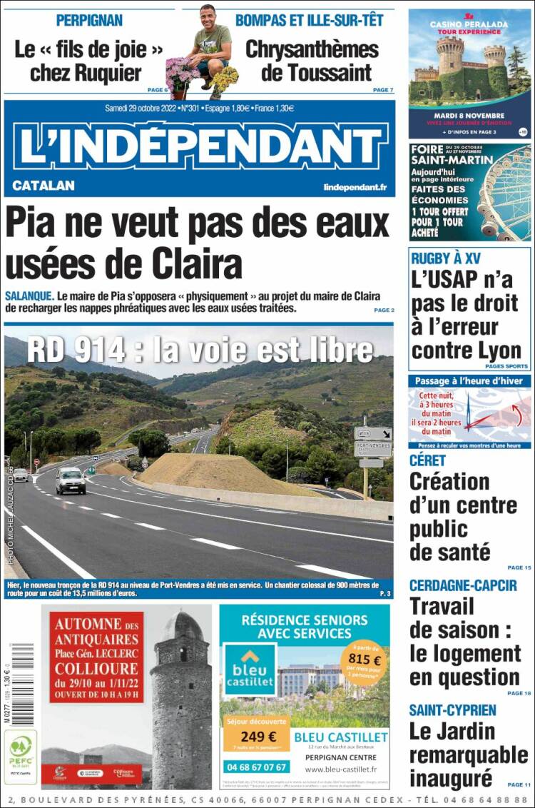 Portada de Le Indépendant (Francia)