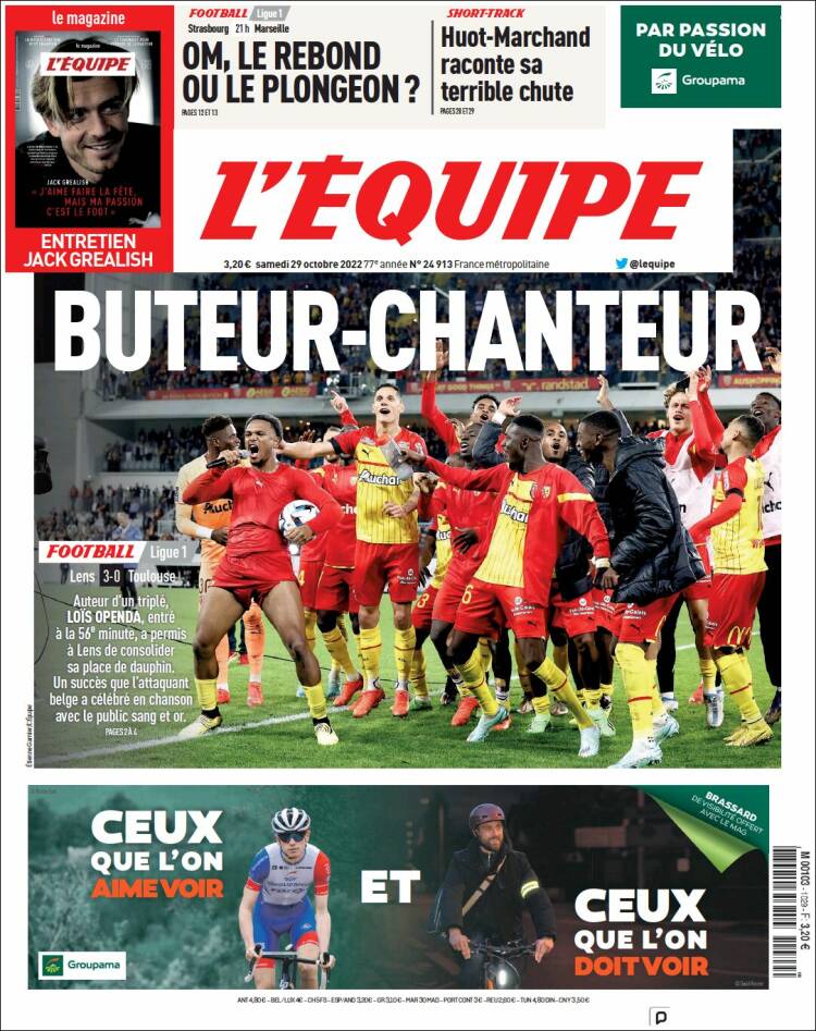 Portada de L'Equipe (Francia)