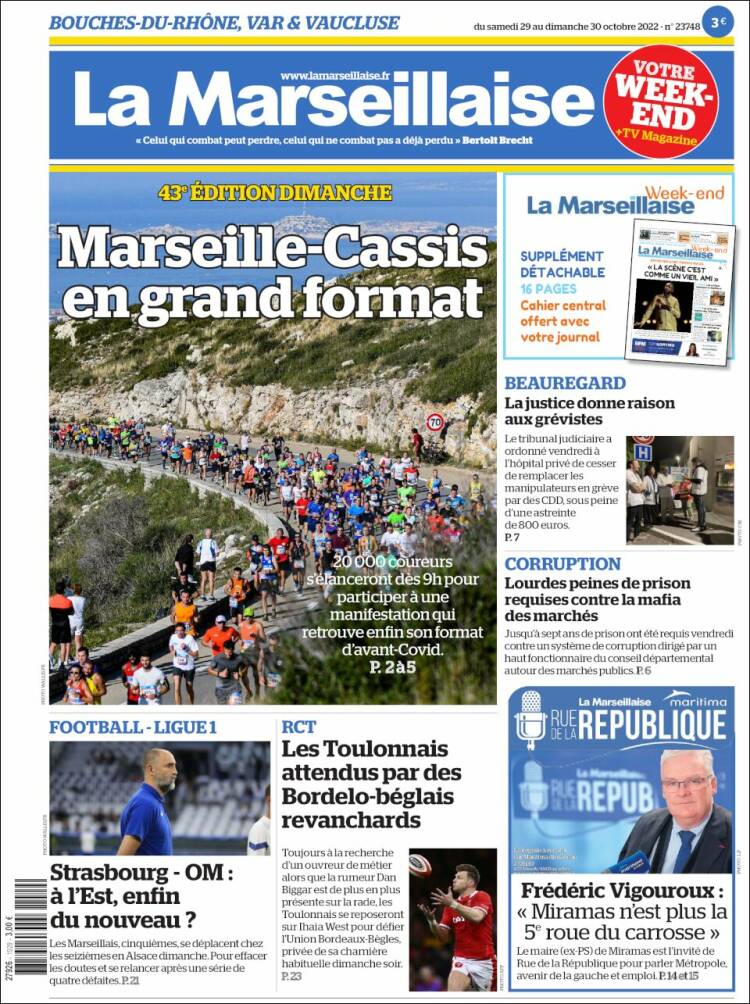 Portada de La Marseillaise (Francia)