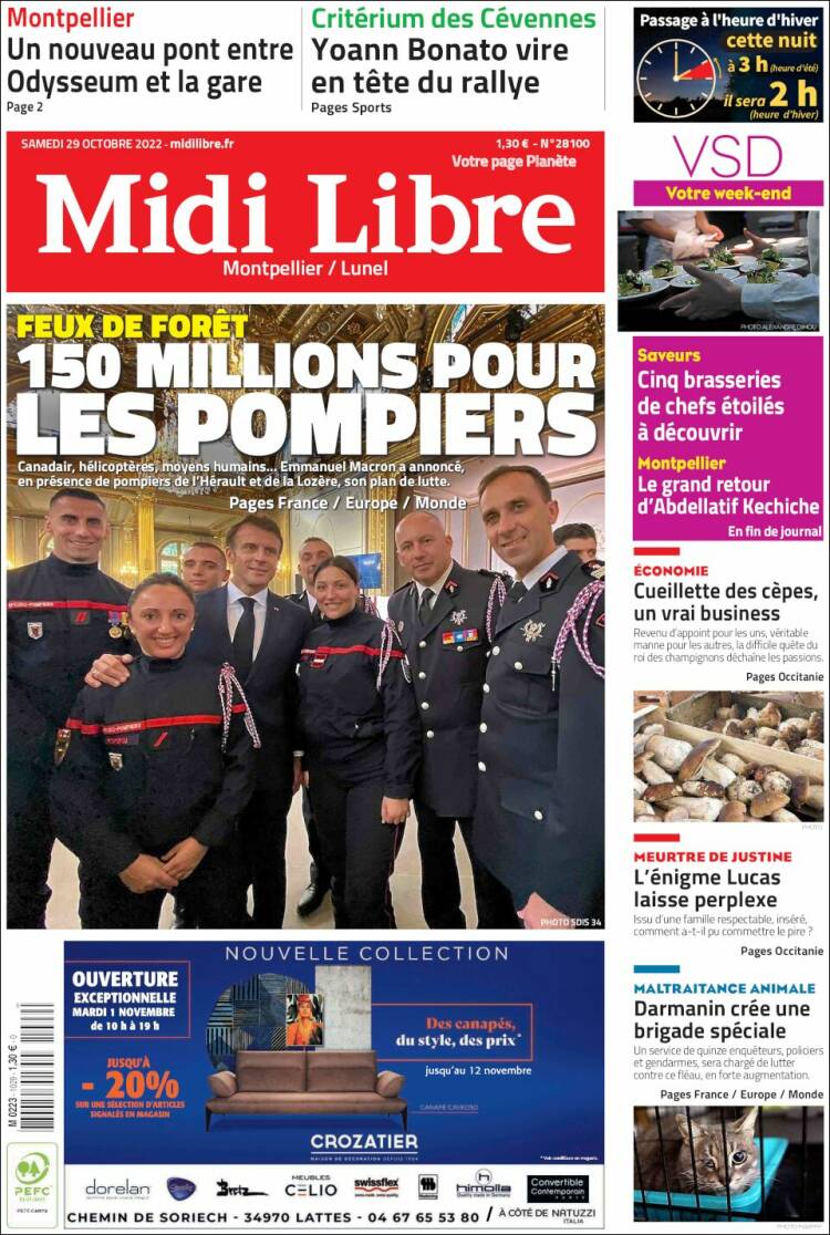 Portada de Midi Libre (Francia)