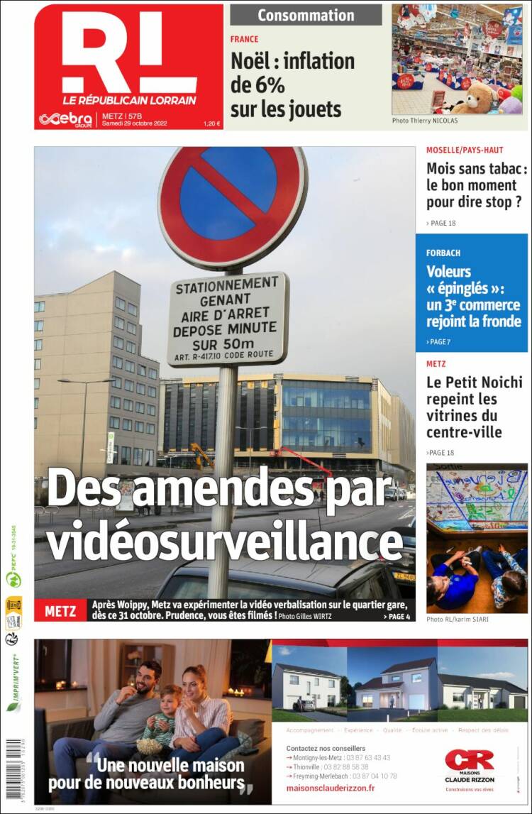 Portada de Le Republicain Lorrain (Francia)