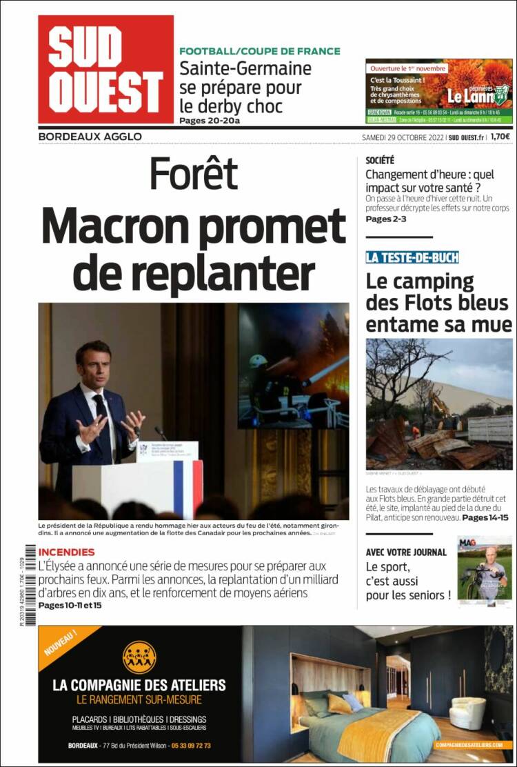 Portada de Sud Ouest (Francia)