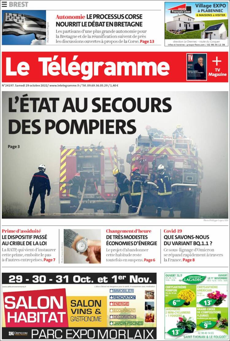Portada de Télégramme (Francia)