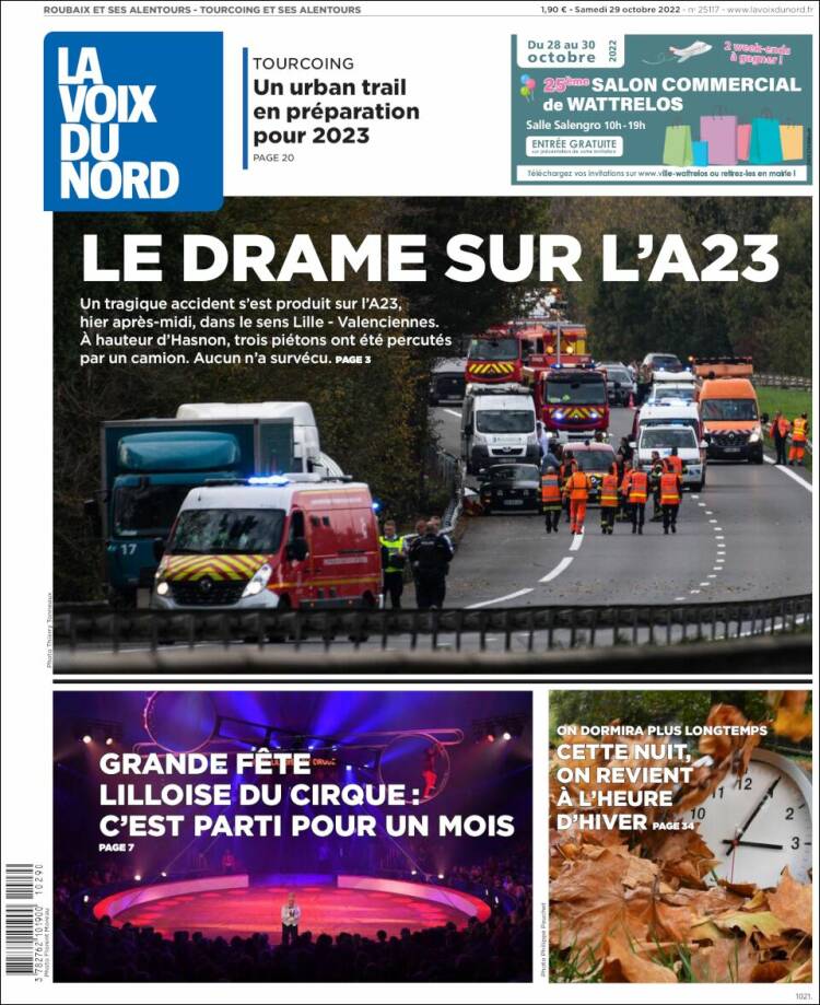 Portada de La Voix du Nord (Francia)