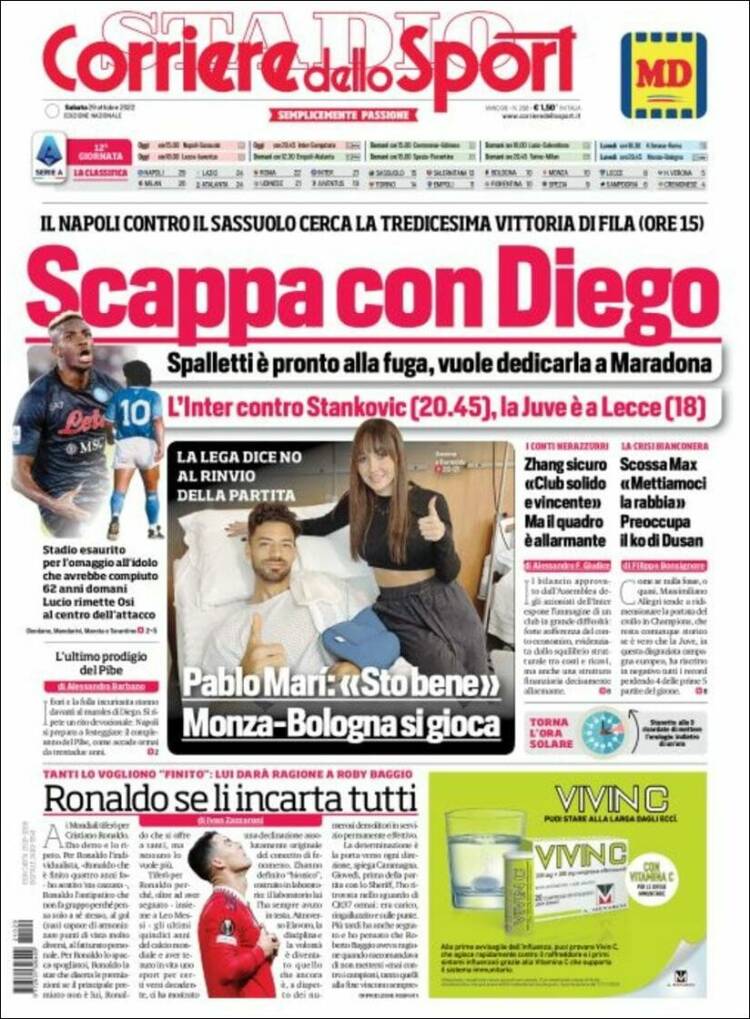 Portada de Corriere dello Sport (Italia)