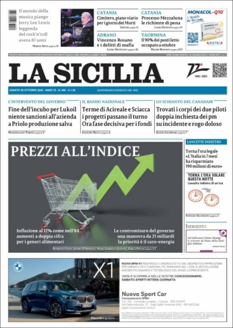 Portada de La Sicilia (Italia)